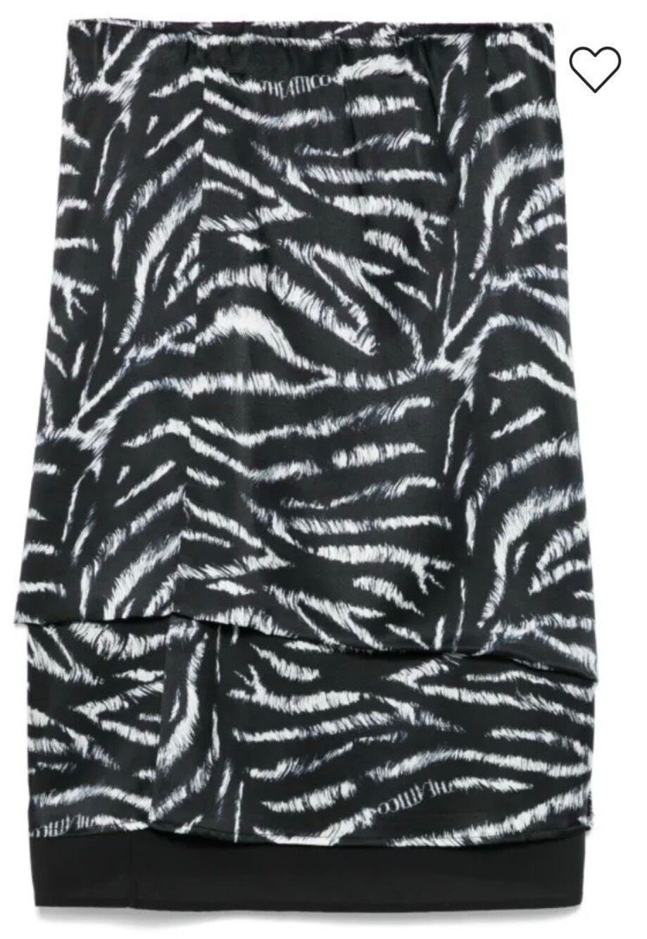 THE ATTICO SILK Layered MIDI SKIRT in Black & White NWT Size 40/ US 8